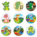 30 pcs Cartoon Dinosaur Button Badges - Designs 39-41