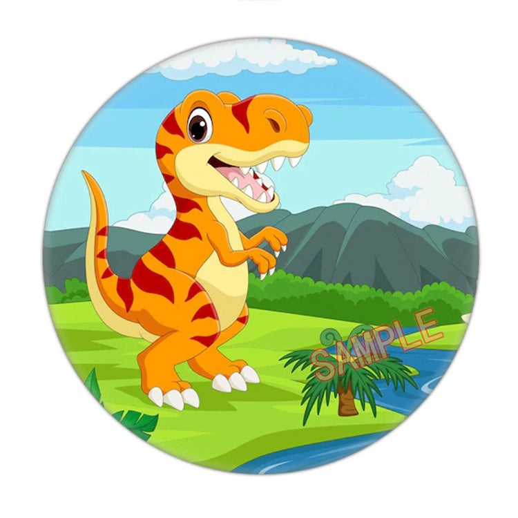 30 pcs Cartoon Dinosaur Button Badges - Designs 48-50